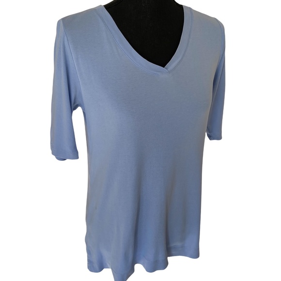 ☀️ J JILL Perfect Pima V-neck Elbow Sleeve Tee, Size Small - Picture 4 of 7